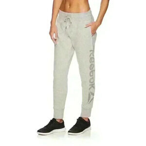 Reebok Womens Elite Cozy Oversized Fleece Jogger Cuffed Size XXL Gray w/Pockets